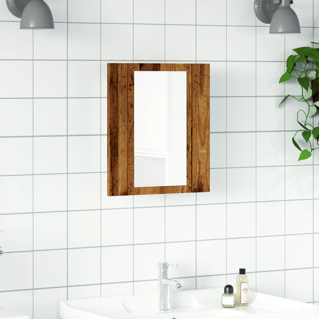 vidaXL Armario de baño con espejo LED madera envejecida 40x12x45 cm