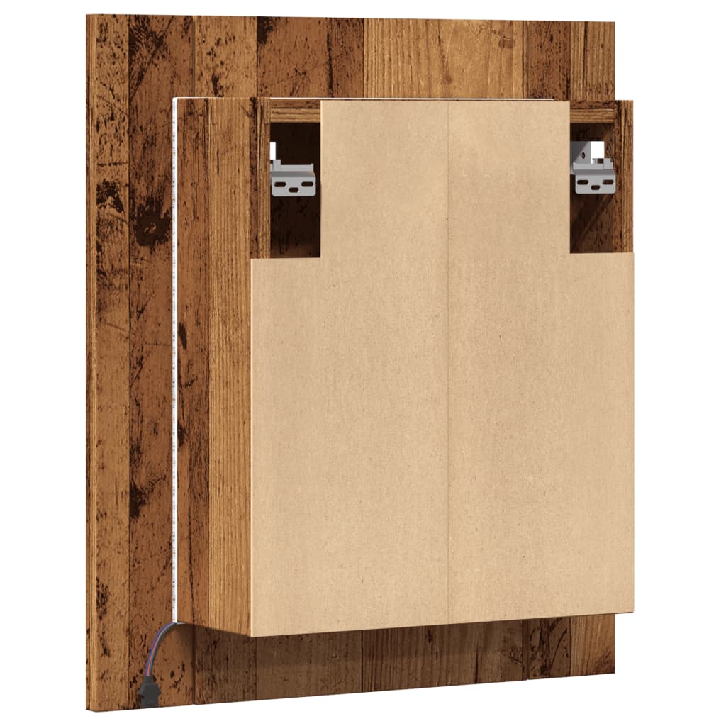 vidaXL Armario de baño con espejo LED madera envejecida 40x12x45 cm