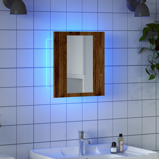 vidaXL Armario de baño con espejo LED madera envejecida 40x12x45 cm