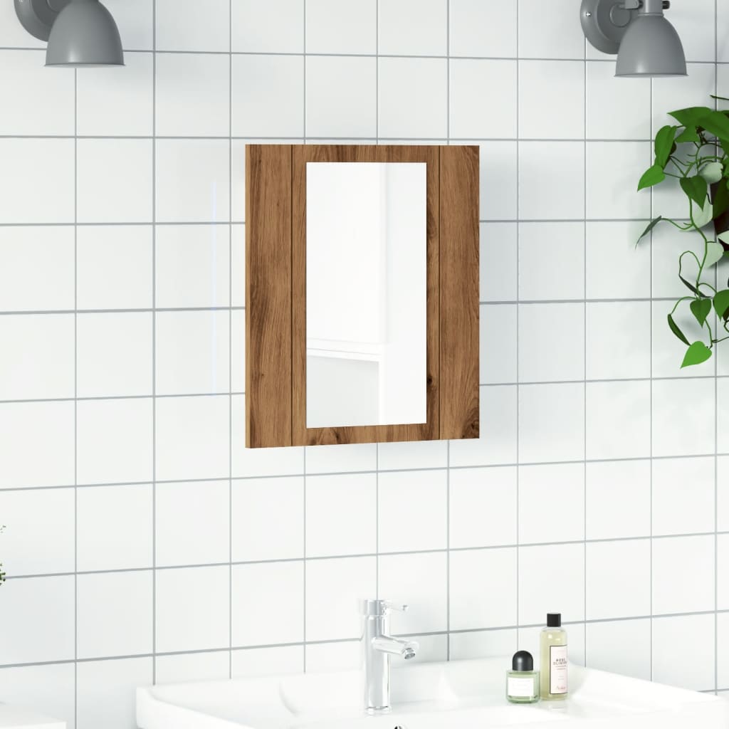 vidaXL Armario de baño con espejo LED madera roble artisan 40x12x45 cm