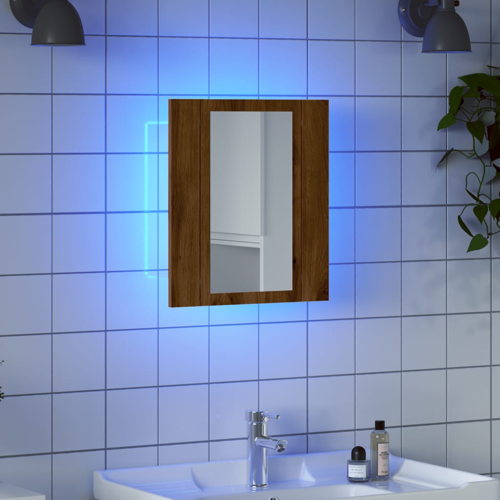 vidaXL Armario de baño con espejo LED madera roble artisan 40x12x45 cm