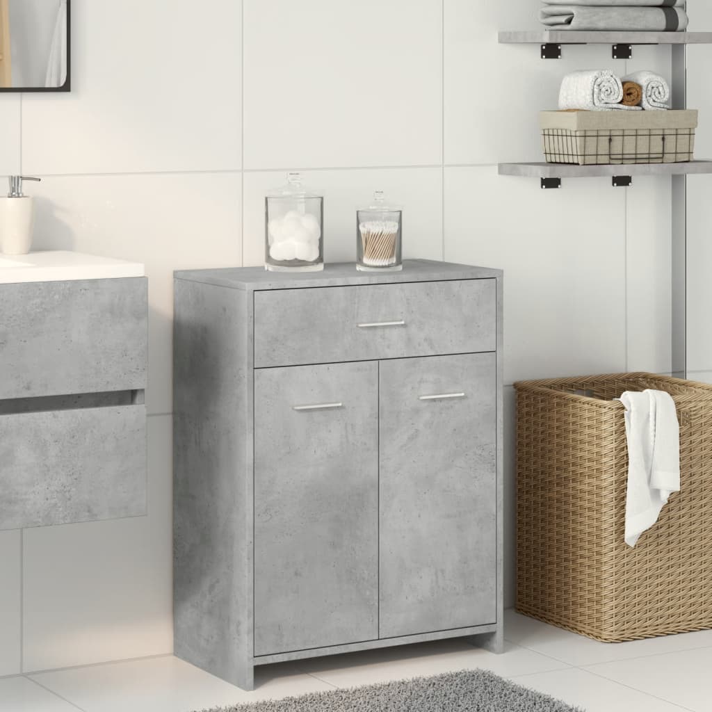 vidaXL Armario de baño madera contrachapada gris hormigón 60x33x80 cm