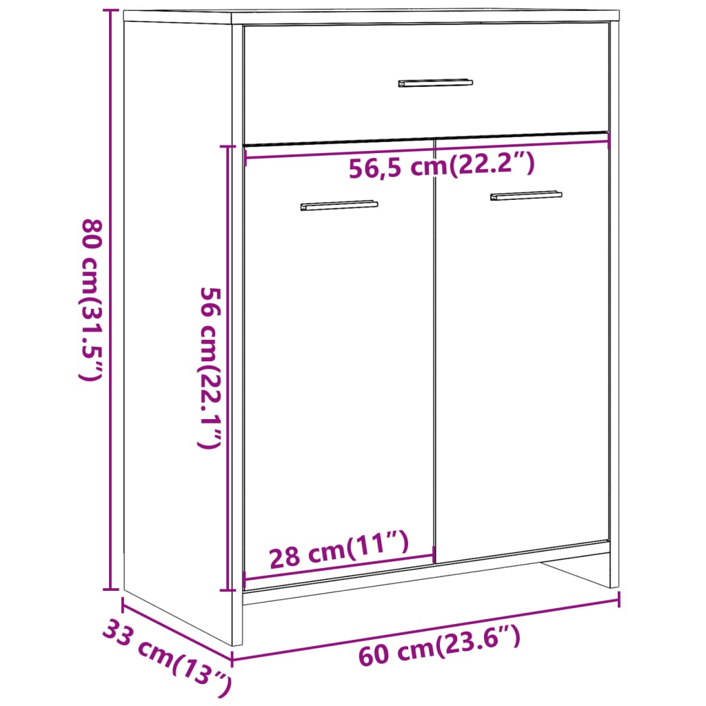 vidaXL Armario de baño madera contrachapada gris hormigón 60x33x80 cm