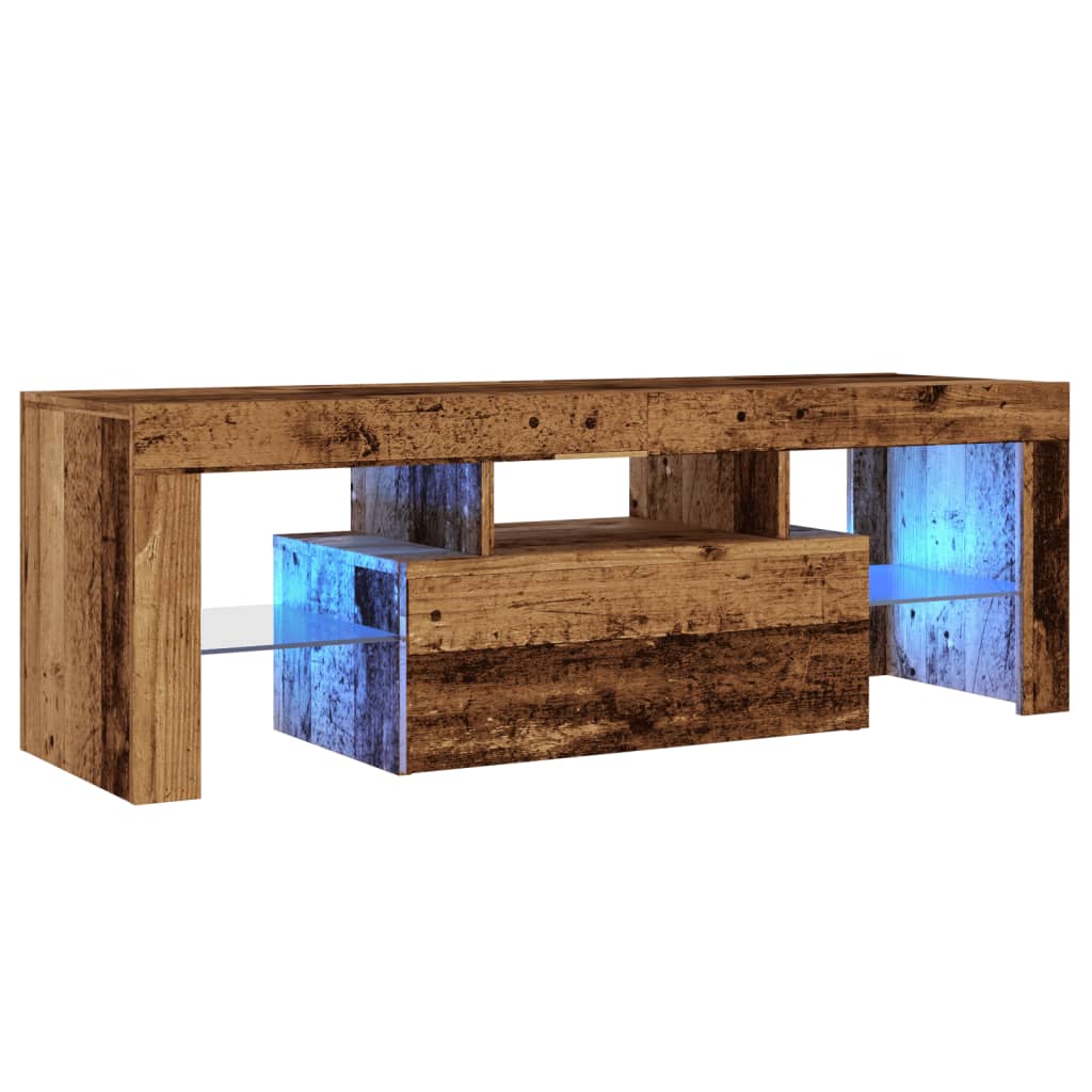 vidaXL Mueble TV luces LED madera ingeniería envejecida 120x36,5x40 cm