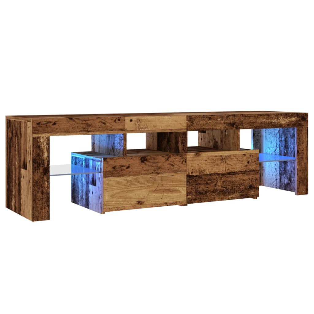 vidaXL Mueble TV luces LED madera ingeniería envejecida 140x36,5x40 cm