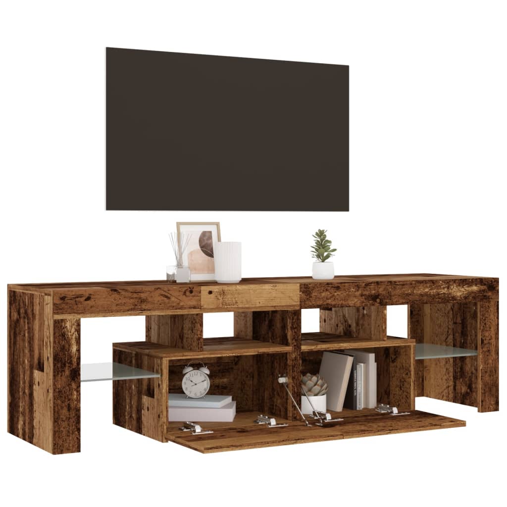 vidaXL Mueble TV luces LED madera ingeniería envejecida 140x36,5x40 cm