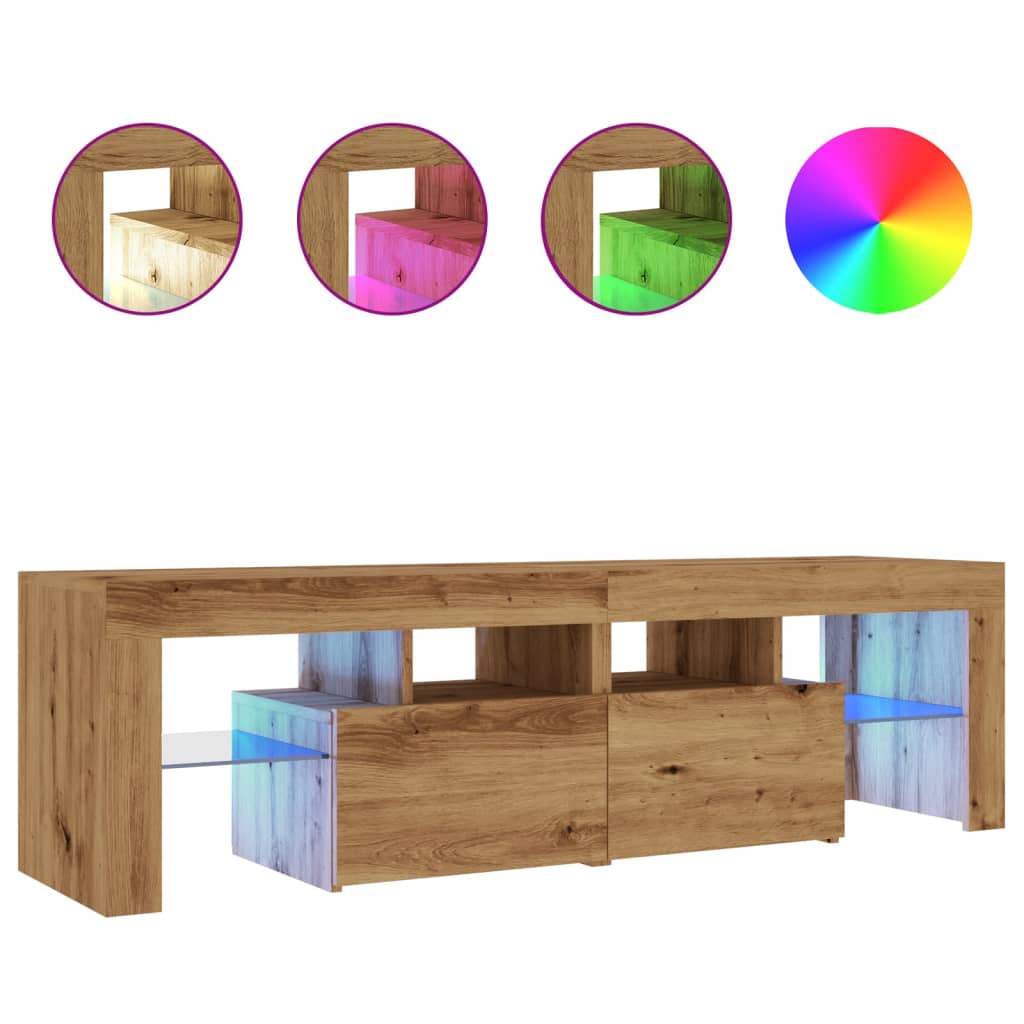 vidaXL Mueble de TV luces LED madera roble artisan 140x36,5x40 cm