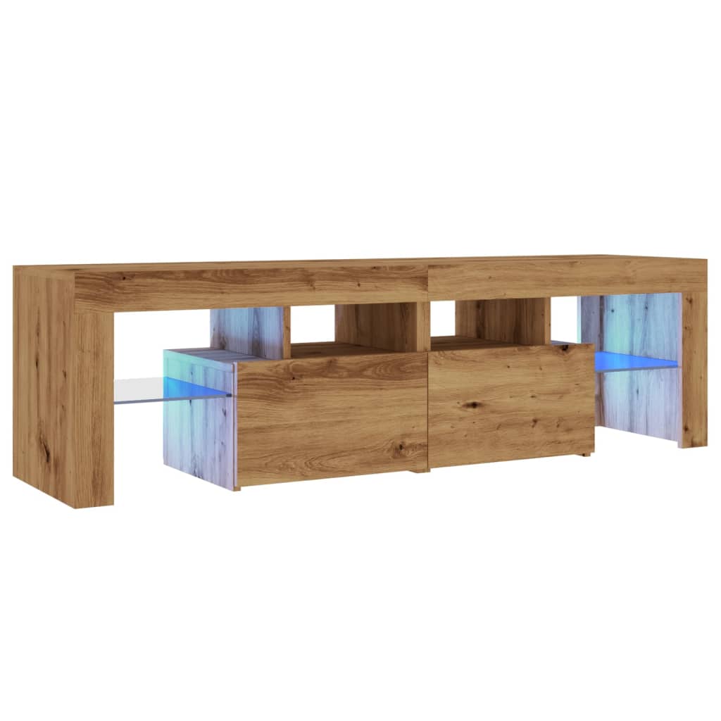 vidaXL Mueble de TV luces LED madera roble artisan 140x36,5x40 cm