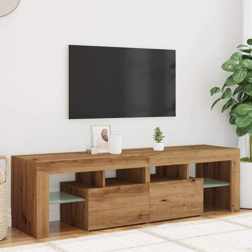 vidaXL Mueble de TV luces LED madera roble artisan 140x36,5x40 cm