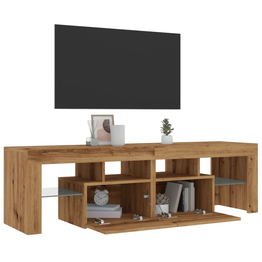 vidaXL Mueble de TV luces LED madera roble artisan 140x36,5x40 cm