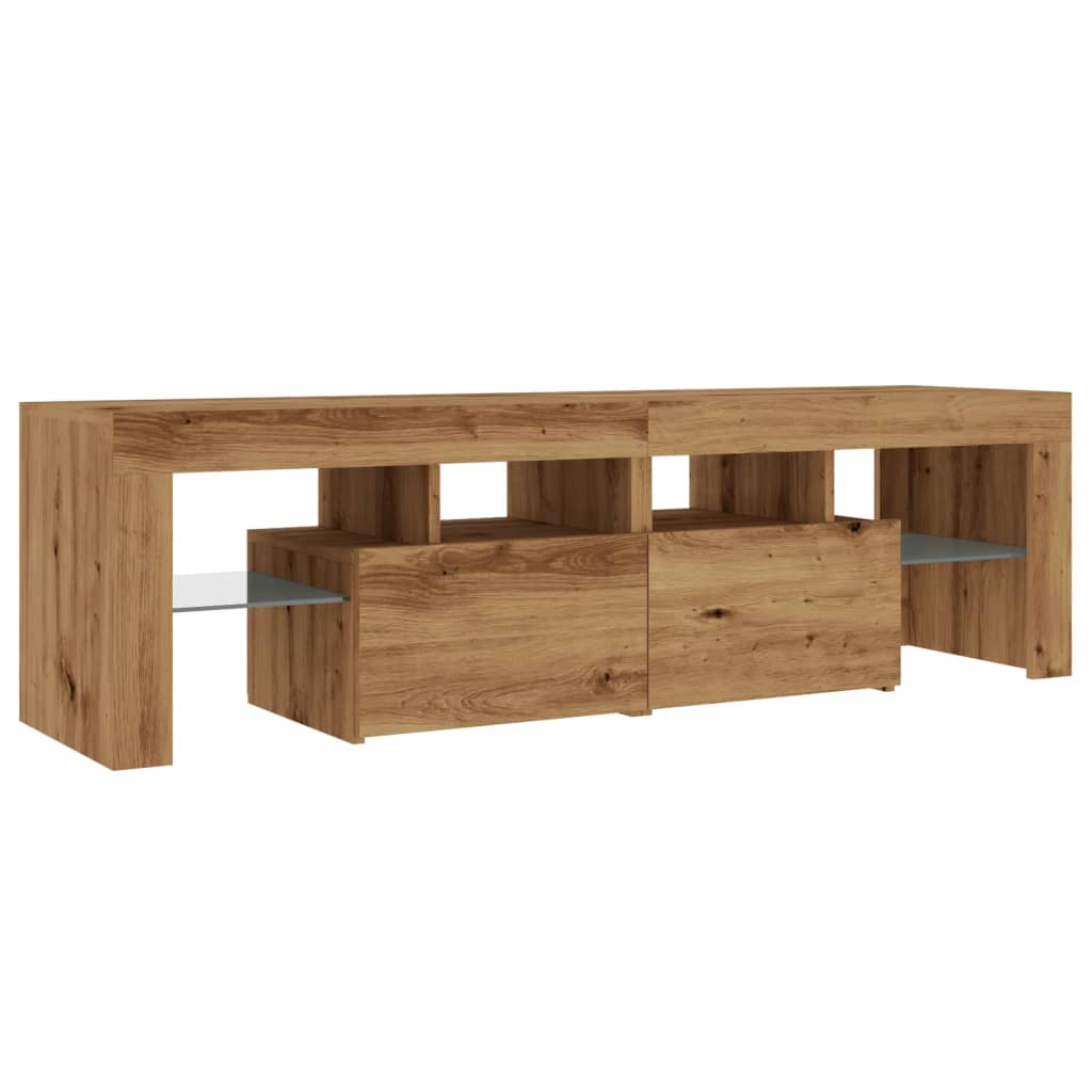 vidaXL Mueble de TV luces LED madera roble artisan 140x36,5x40 cm