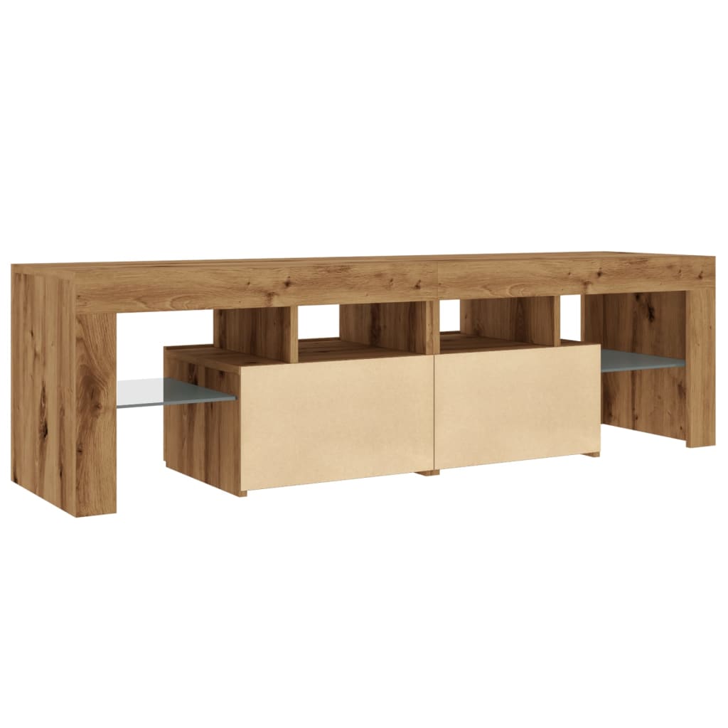 vidaXL Mueble de TV luces LED madera roble artisan 140x36,5x40 cm