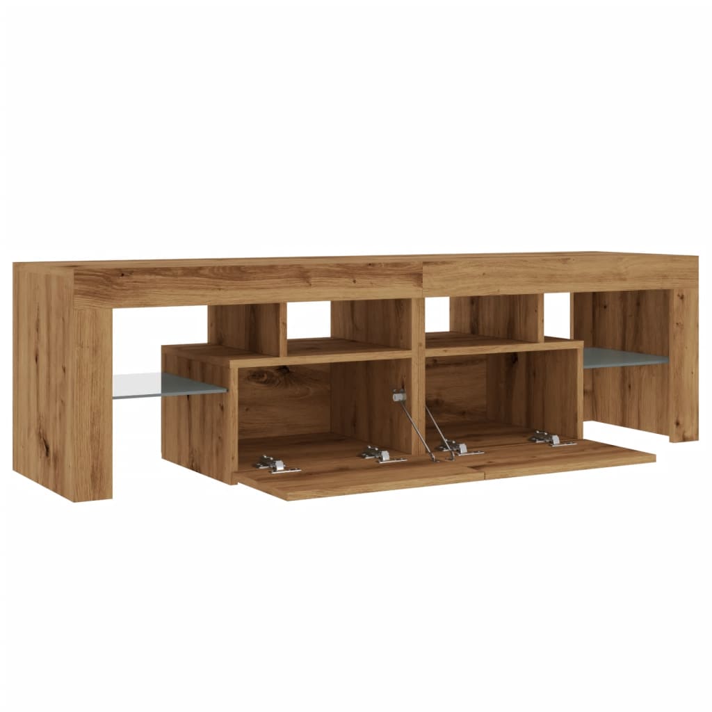 vidaXL Mueble de TV luces LED madera roble artisan 140x36,5x40 cm