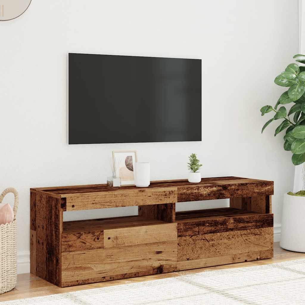 vidaXL Mueble TV luces LED madera ingeniería envejecida 120x35x40 cm