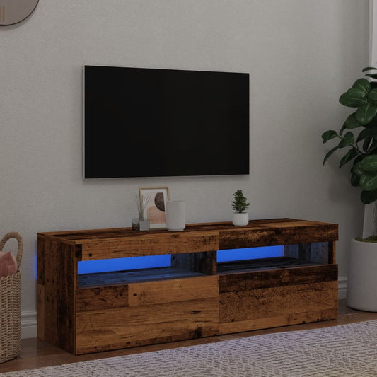 vidaXL Mueble TV luces LED madera ingeniería envejecida 120x35x40 cm