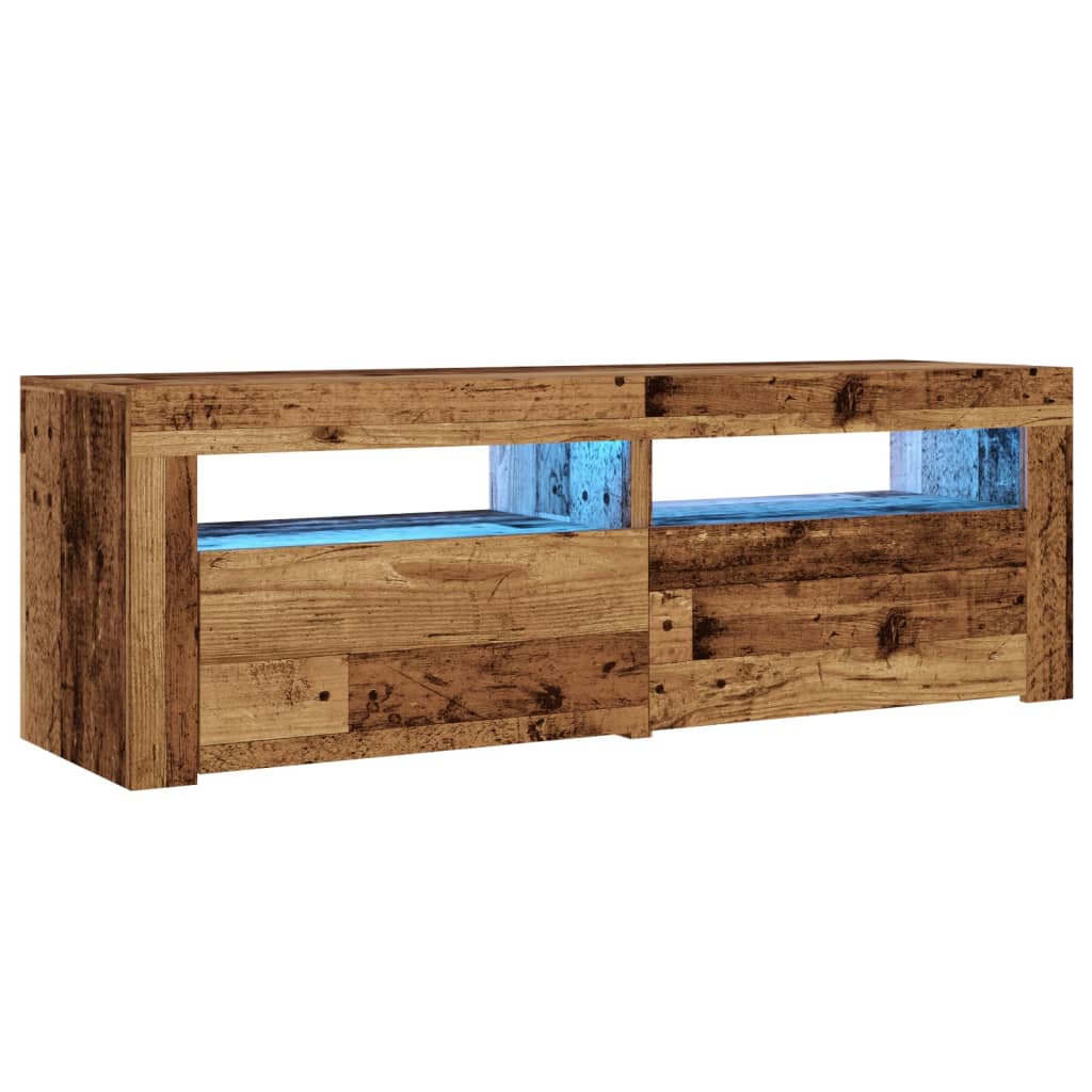 vidaXL Mueble TV luces LED madera ingeniería envejecida 120x35x40 cm