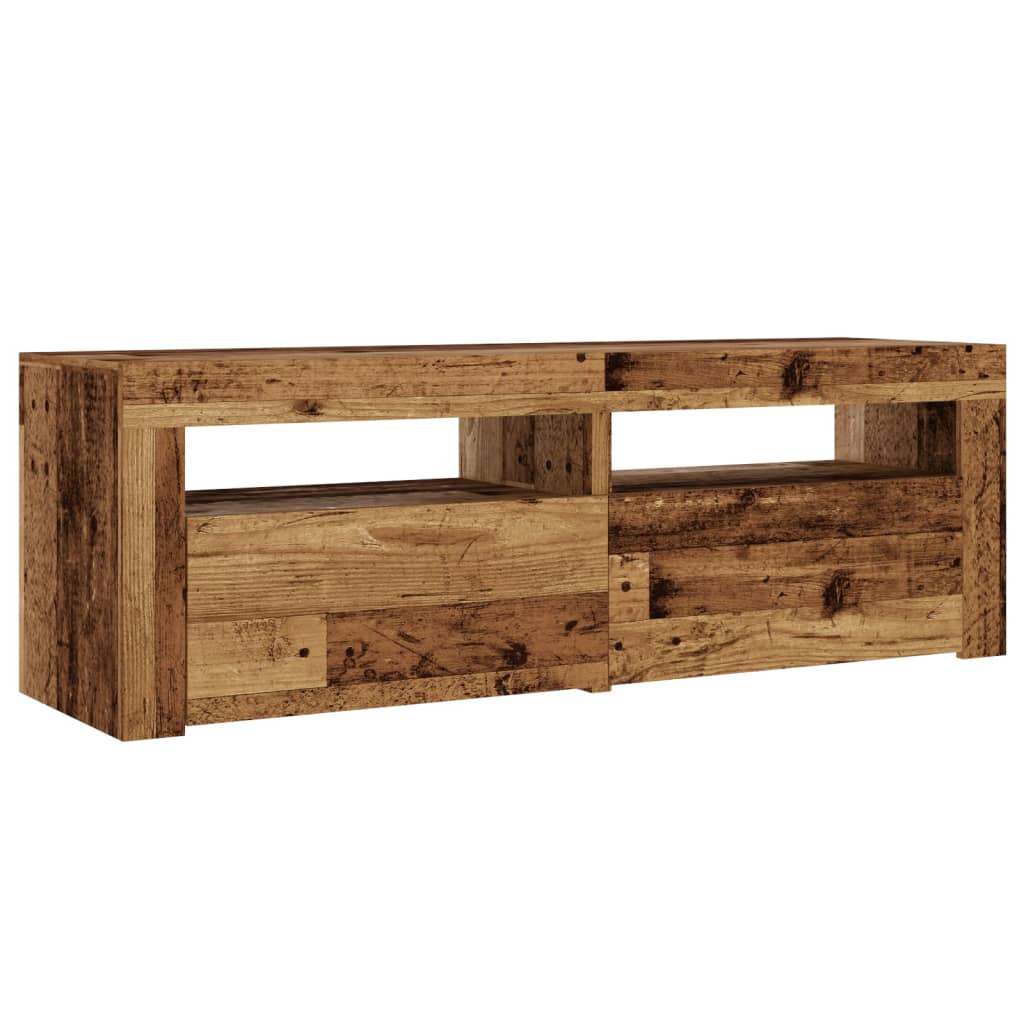 vidaXL Mueble TV luces LED madera ingeniería envejecida 120x35x40 cm