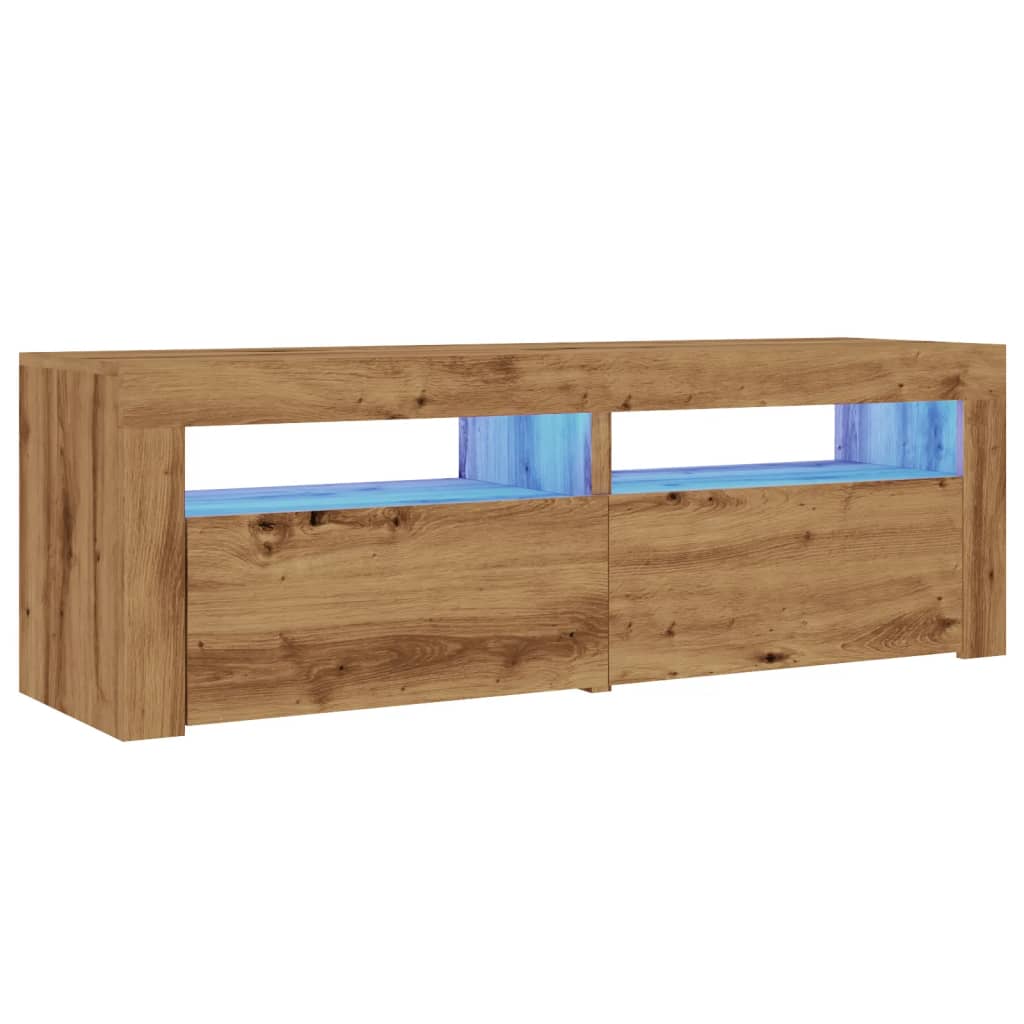 vidaXL Mueble de TV luces LED madera roble artisan 120x35x40 cm