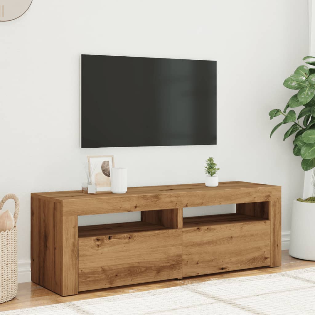 vidaXL Mueble de TV luces LED madera roble artisan 120x35x40 cm