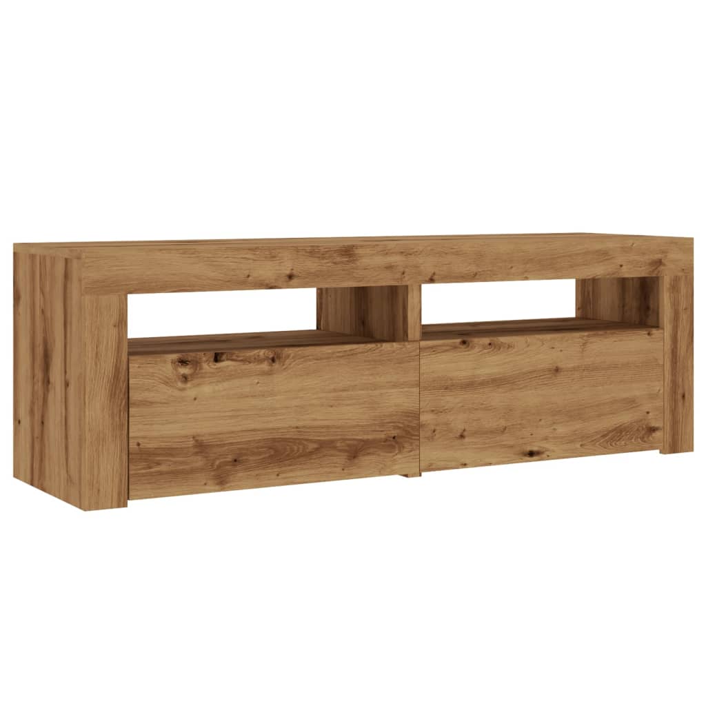 vidaXL Mueble de TV luces LED madera roble artisan 120x35x40 cm