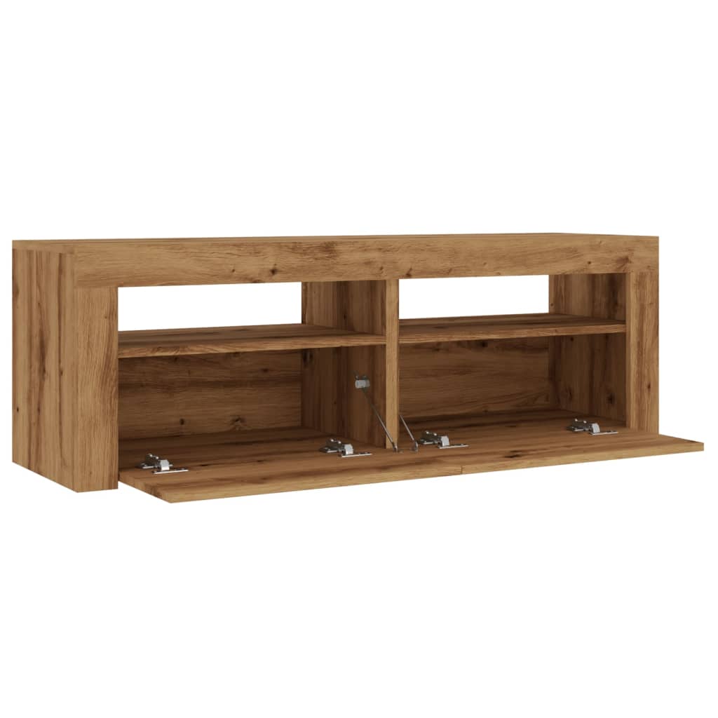 vidaXL Mueble de TV luces LED madera roble artisan 120x35x40 cm