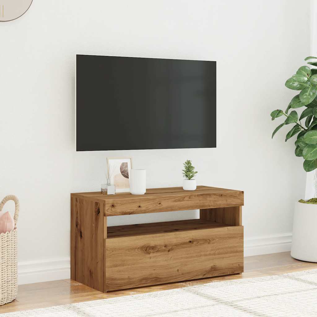 vidaXL Mueble de TV luces LED madera roble artisan 75x35x40 cm