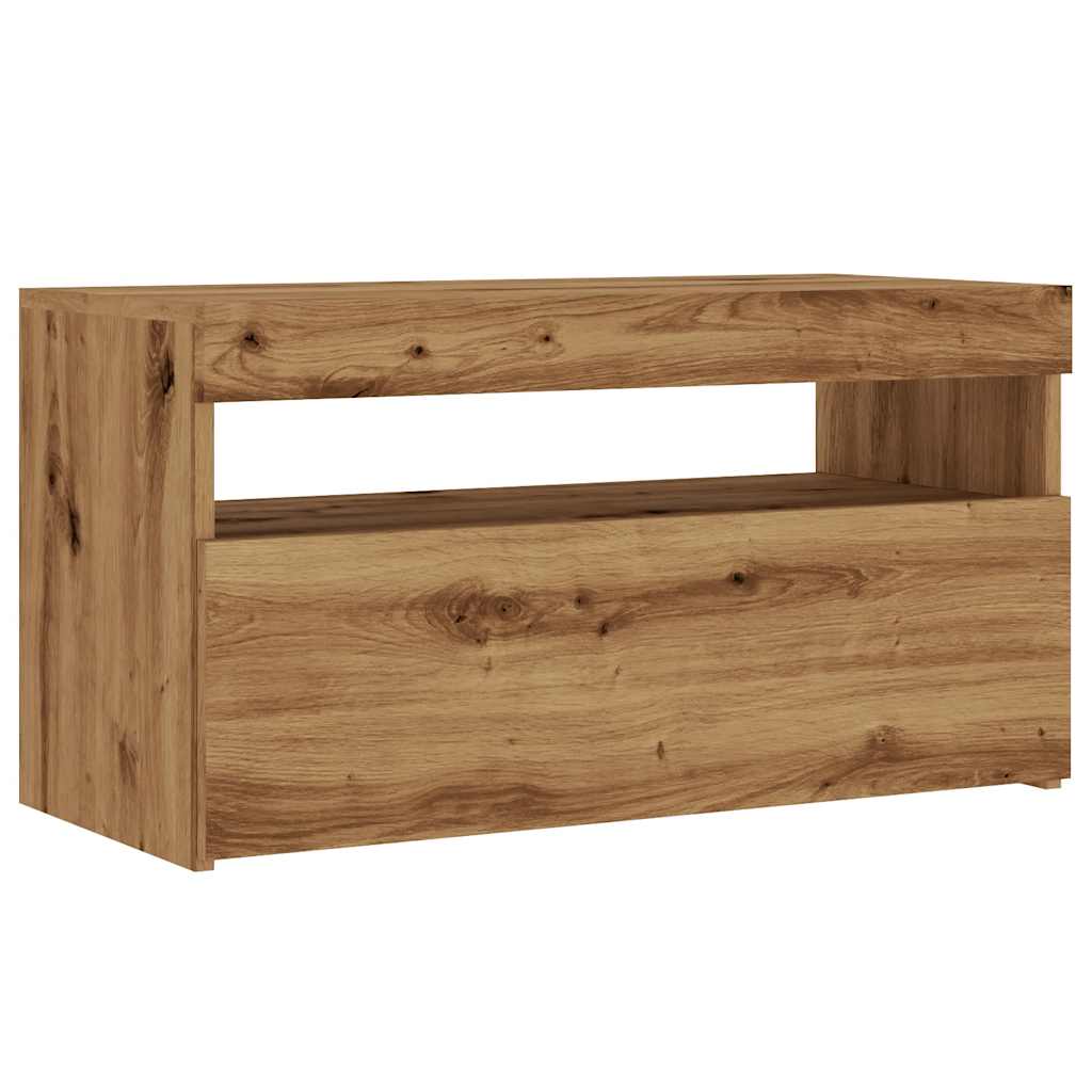 vidaXL Mueble de TV luces LED madera roble artisan 75x35x40 cm