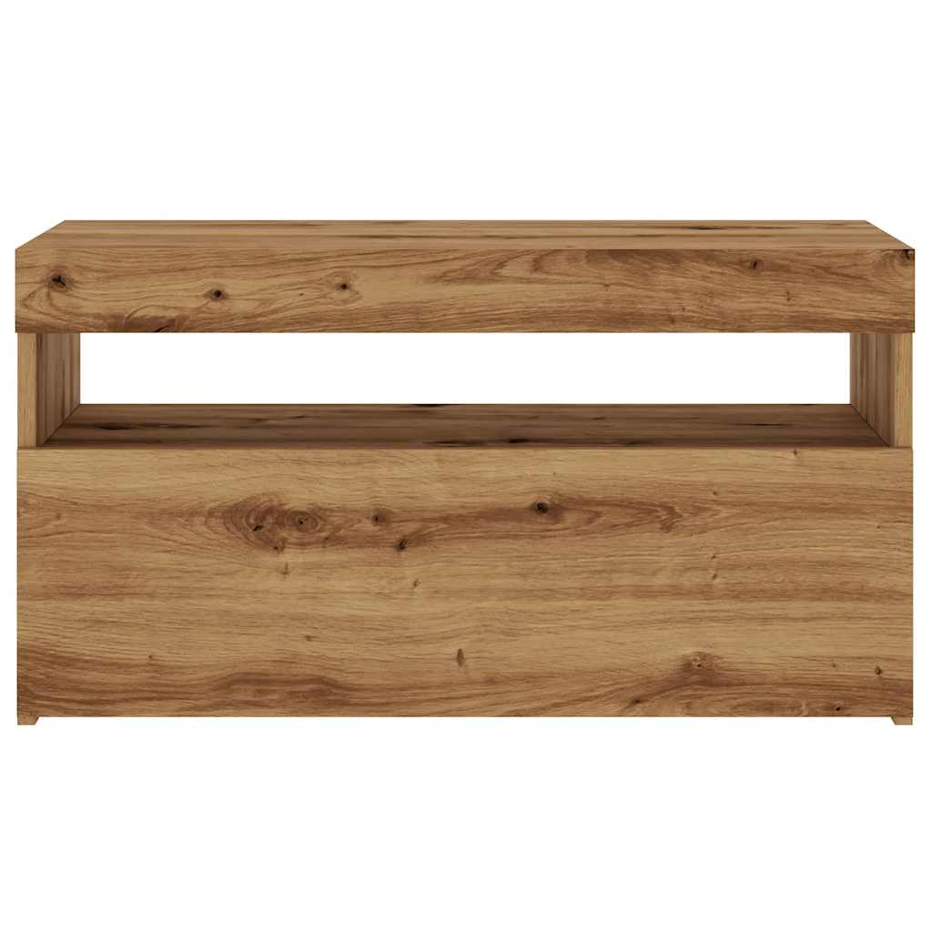 vidaXL Mueble de TV luces LED madera roble artisan 75x35x40 cm