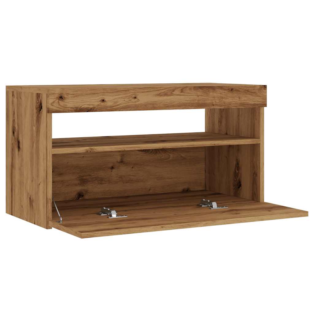 vidaXL Mueble de TV luces LED madera roble artisan 75x35x40 cm