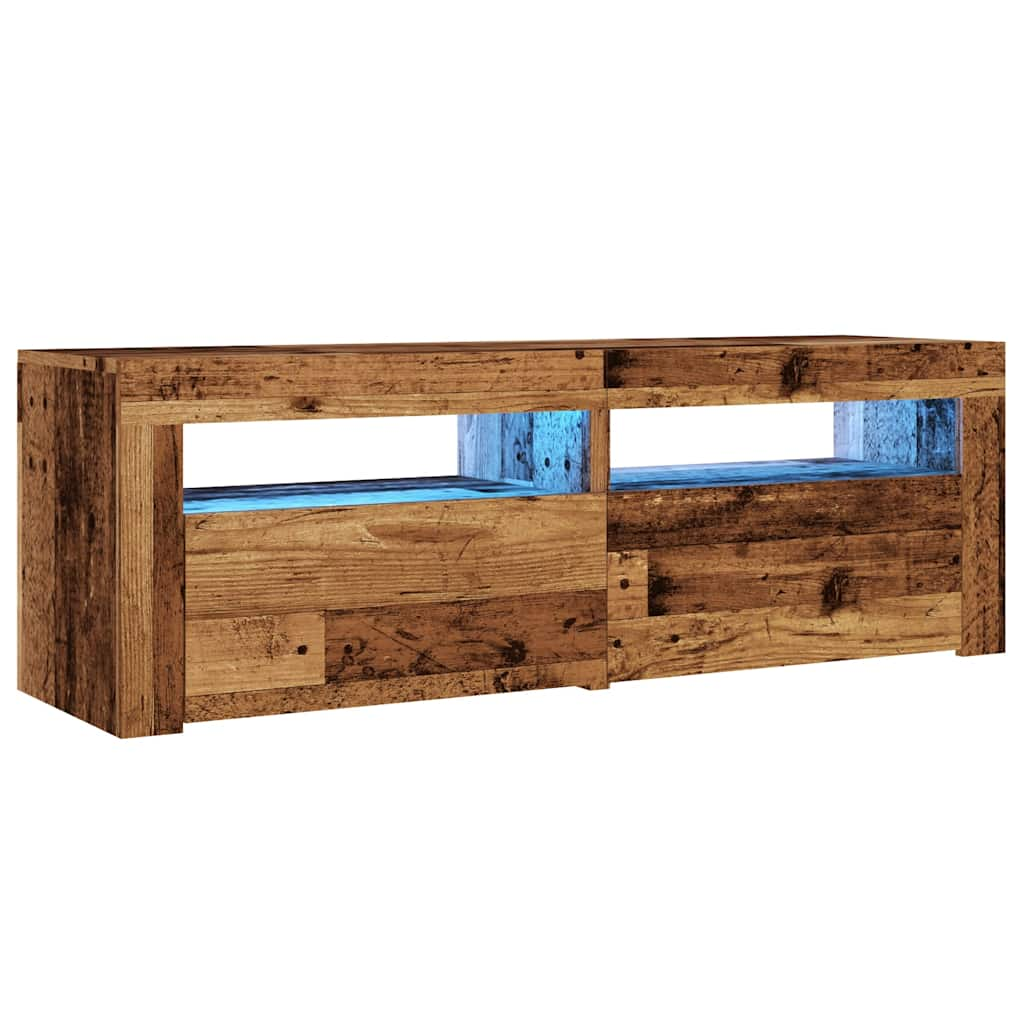 vidaXL Mueble TV luces LED madera ingeniería envejecida 120x35x40 cm