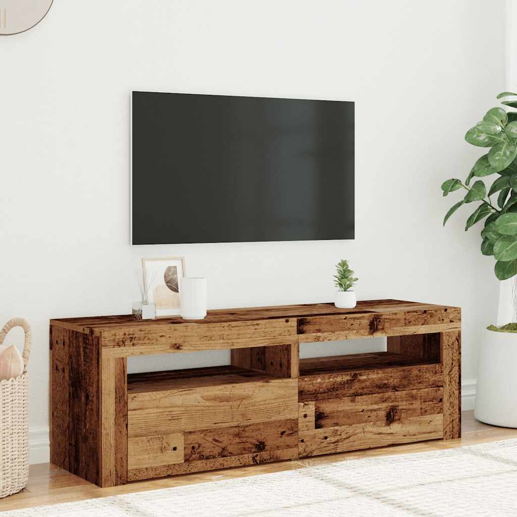 vidaXL Mueble TV luces LED madera ingeniería envejecida 120x35x40 cm