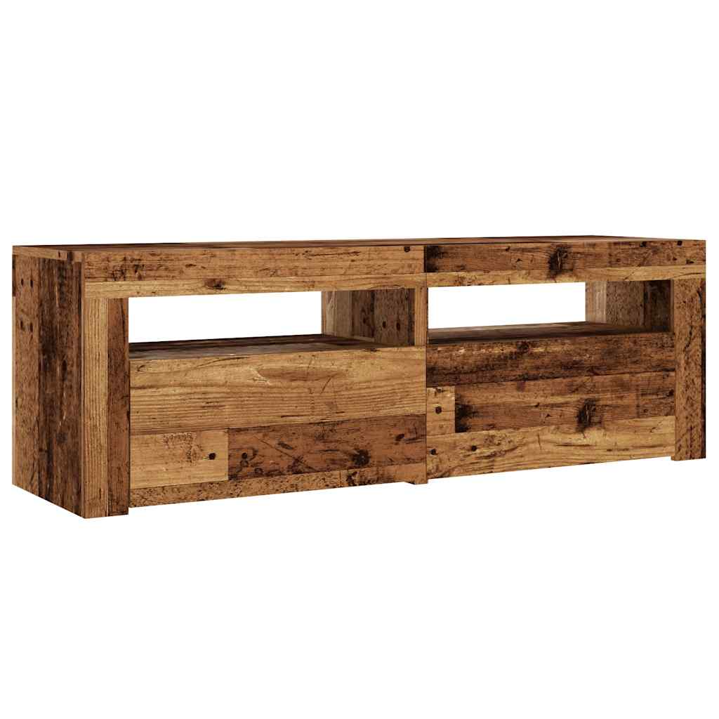 vidaXL Mueble TV luces LED madera ingeniería envejecida 120x35x40 cm