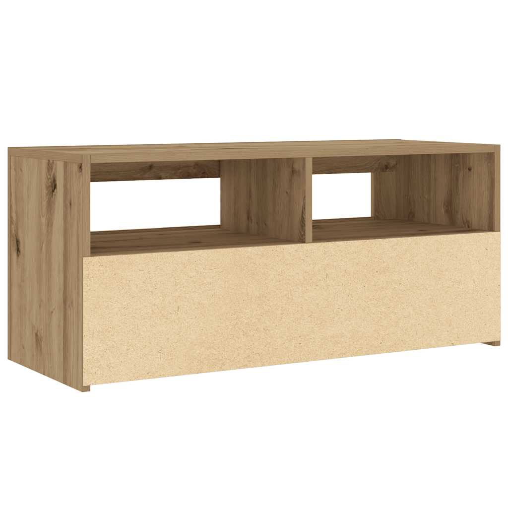 vidaXL Mueble de TV luces LED madera roble artisan 90x35x40 cm