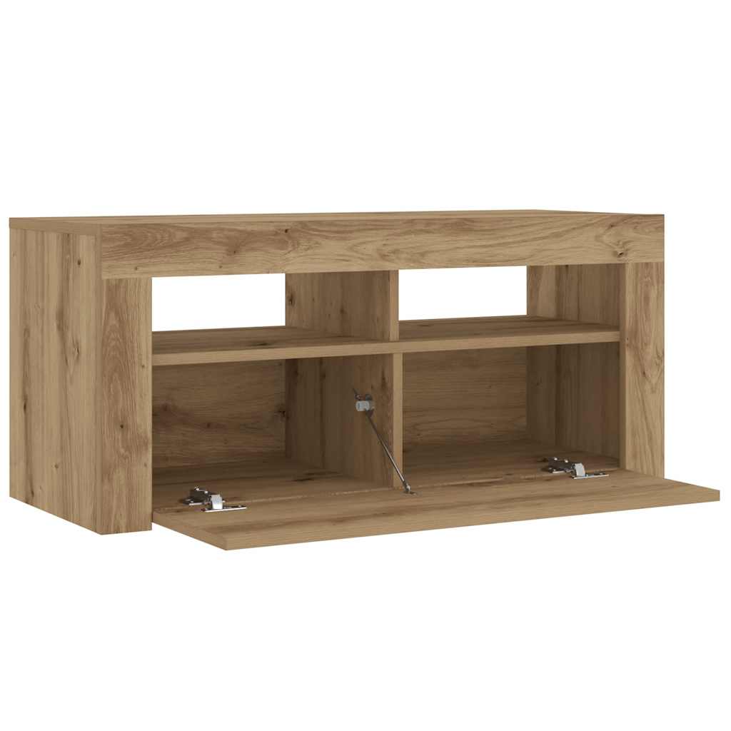 vidaXL Mueble de TV luces LED madera roble artisan 90x35x40 cm