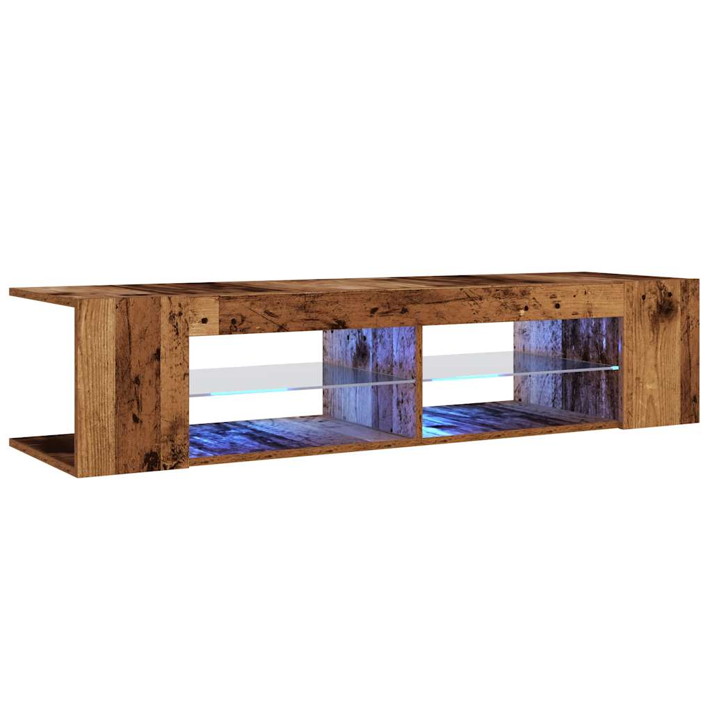 vidaXL Mueble TV luces LED madera ingeniería envejecida 135x39x30 cm