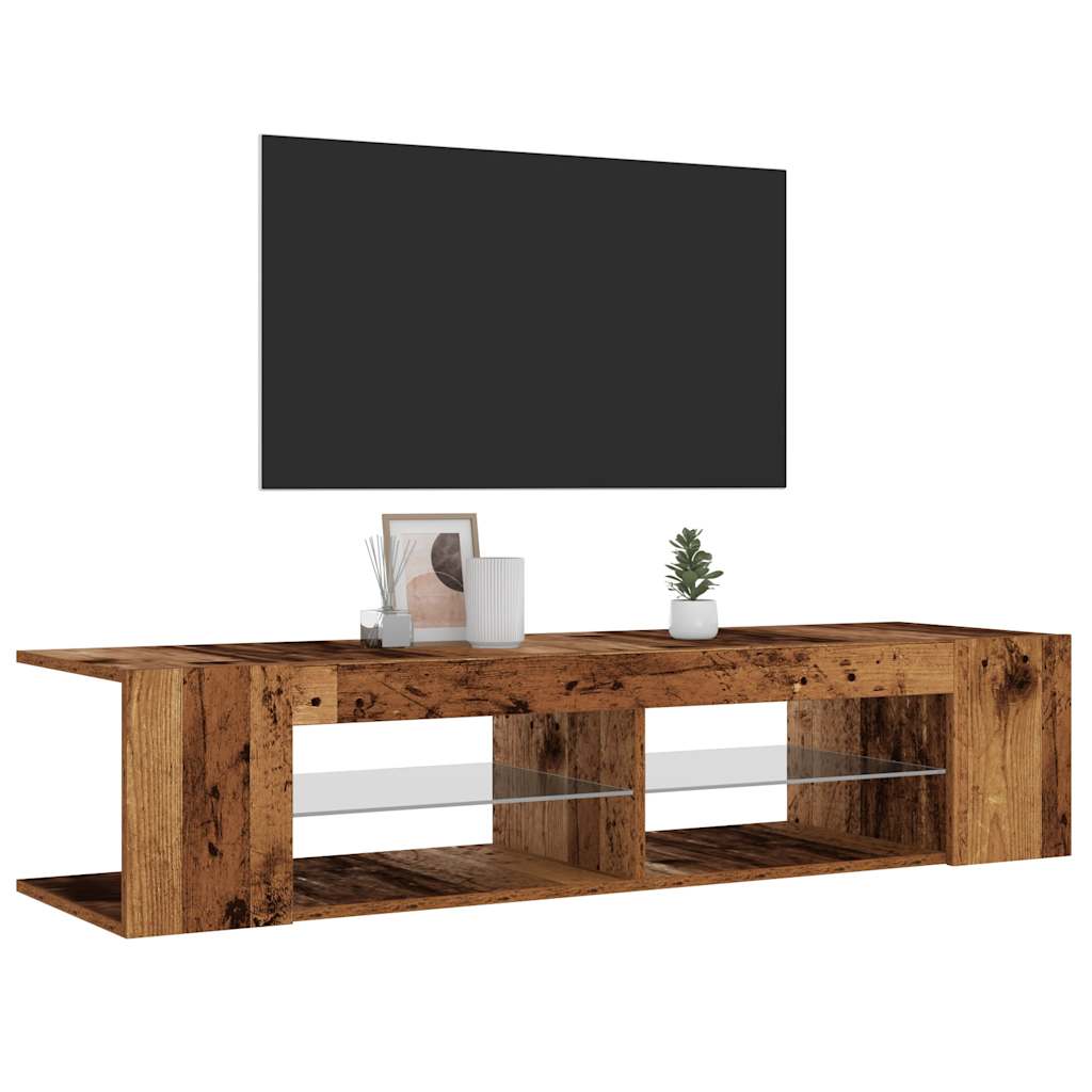 vidaXL Mueble TV luces LED madera ingeniería envejecida 135x39x30 cm