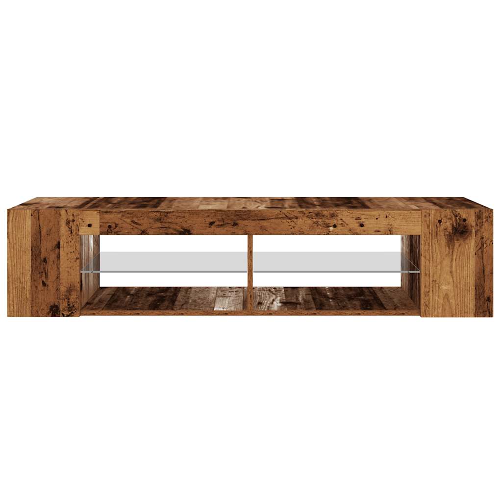 vidaXL Mueble TV luces LED madera ingeniería envejecida 135x39x30 cm