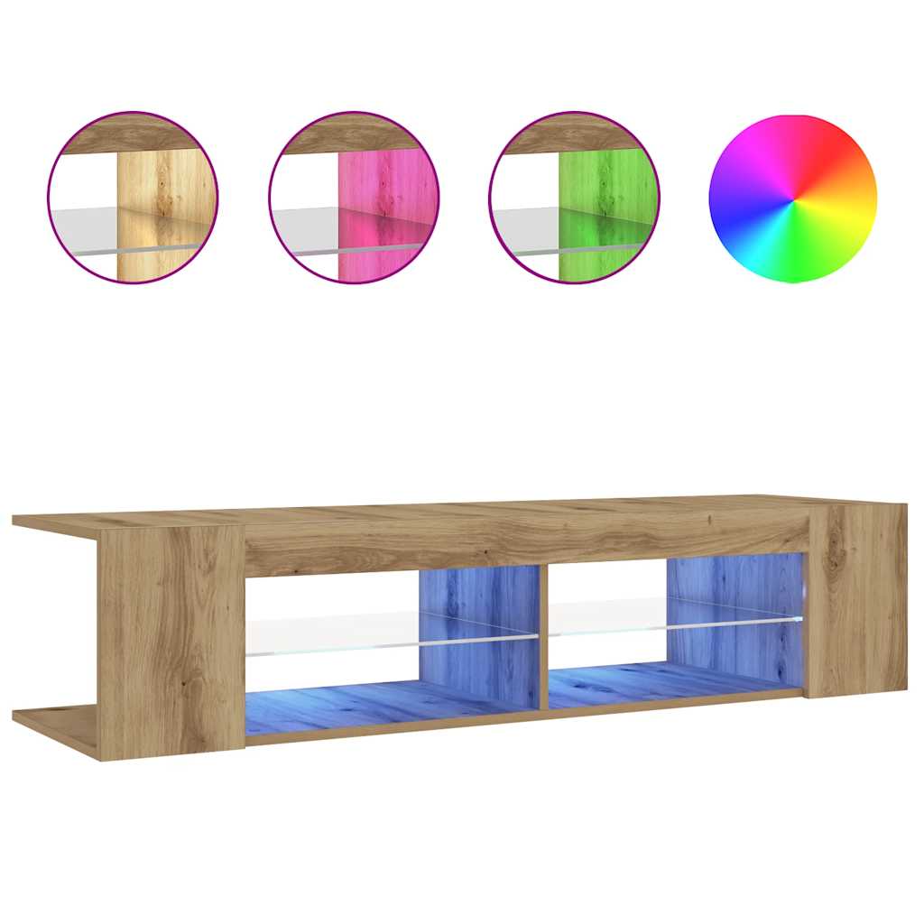 vidaXL Mueble de TV luces LED madera roble artisan 135x39x30 cm