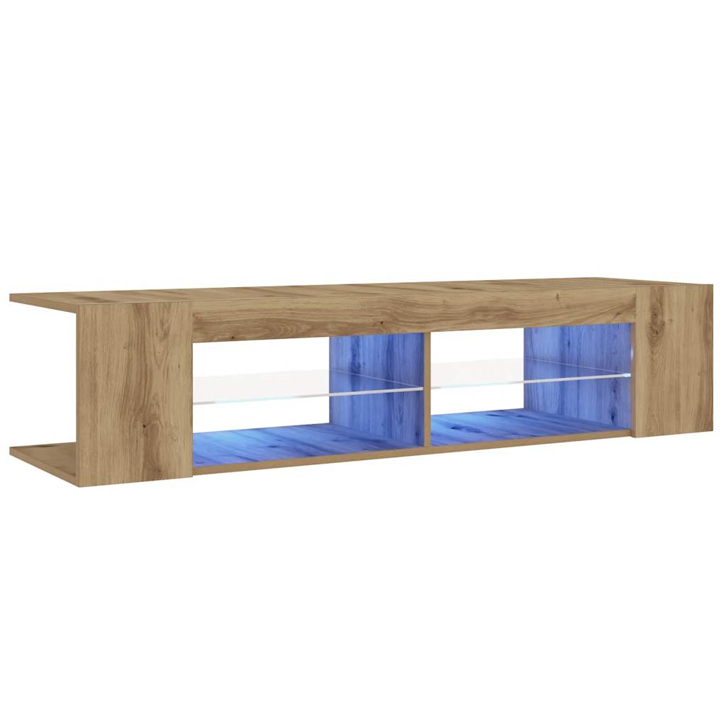 vidaXL Mueble de TV luces LED madera roble artisan 135x39x30 cm