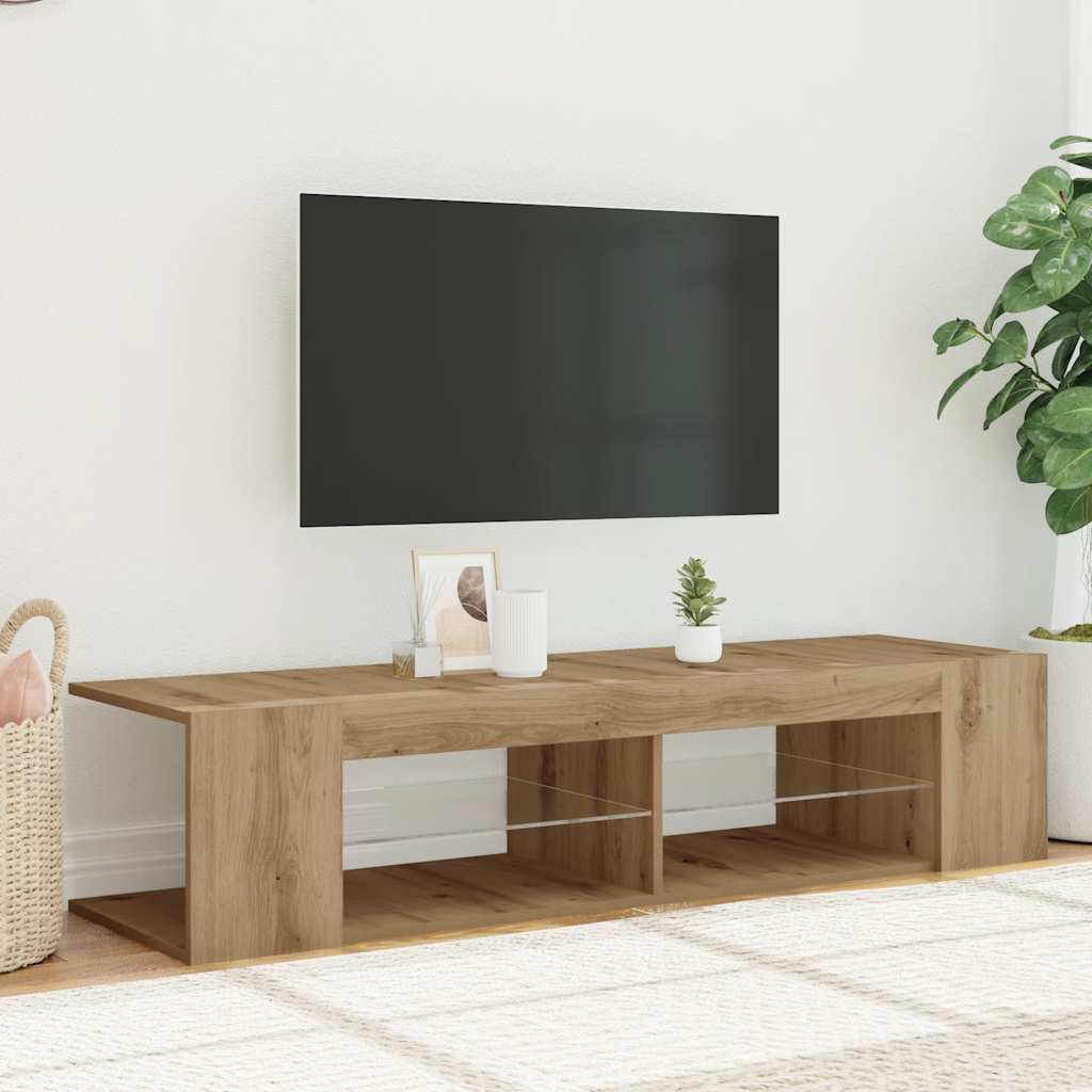 vidaXL Mueble de TV luces LED madera roble artisan 135x39x30 cm