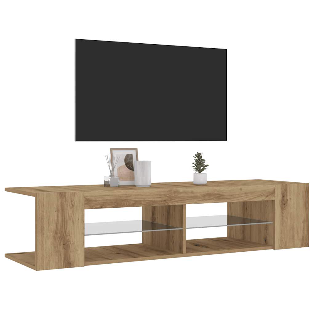 vidaXL Mueble de TV luces LED madera roble artisan 135x39x30 cm