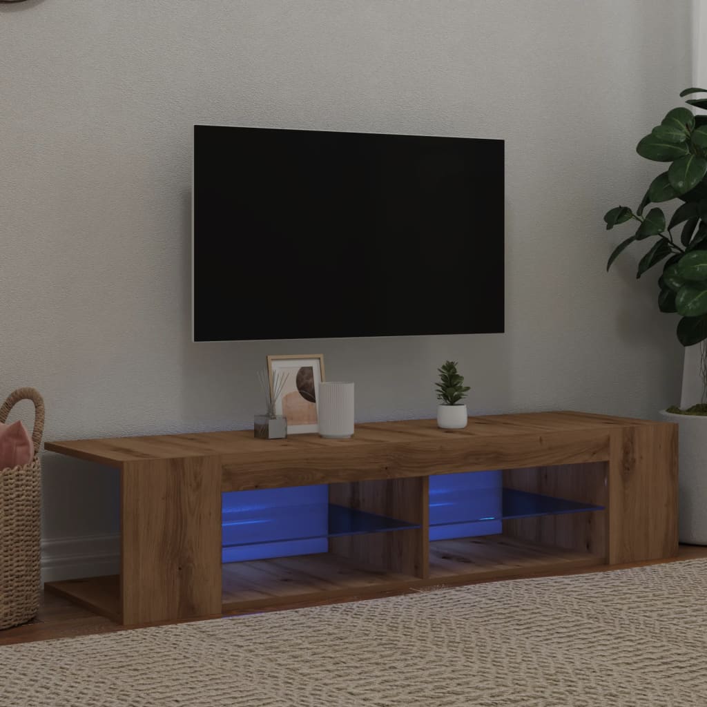 vidaXL Mueble de TV luces LED madera roble artisan 135x39x30 cm