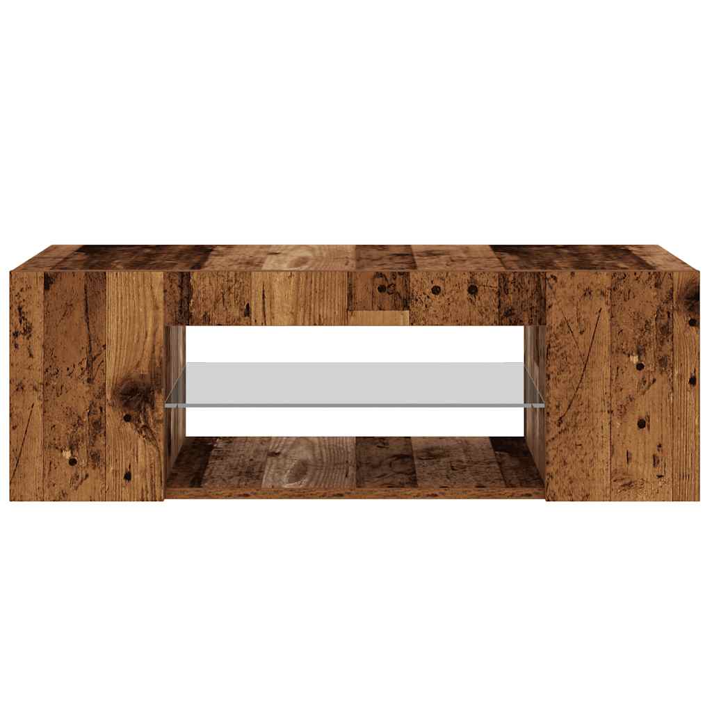 vidaXL Mueble TV luces LED madera ingeniería envejecida 90x39x30 cm