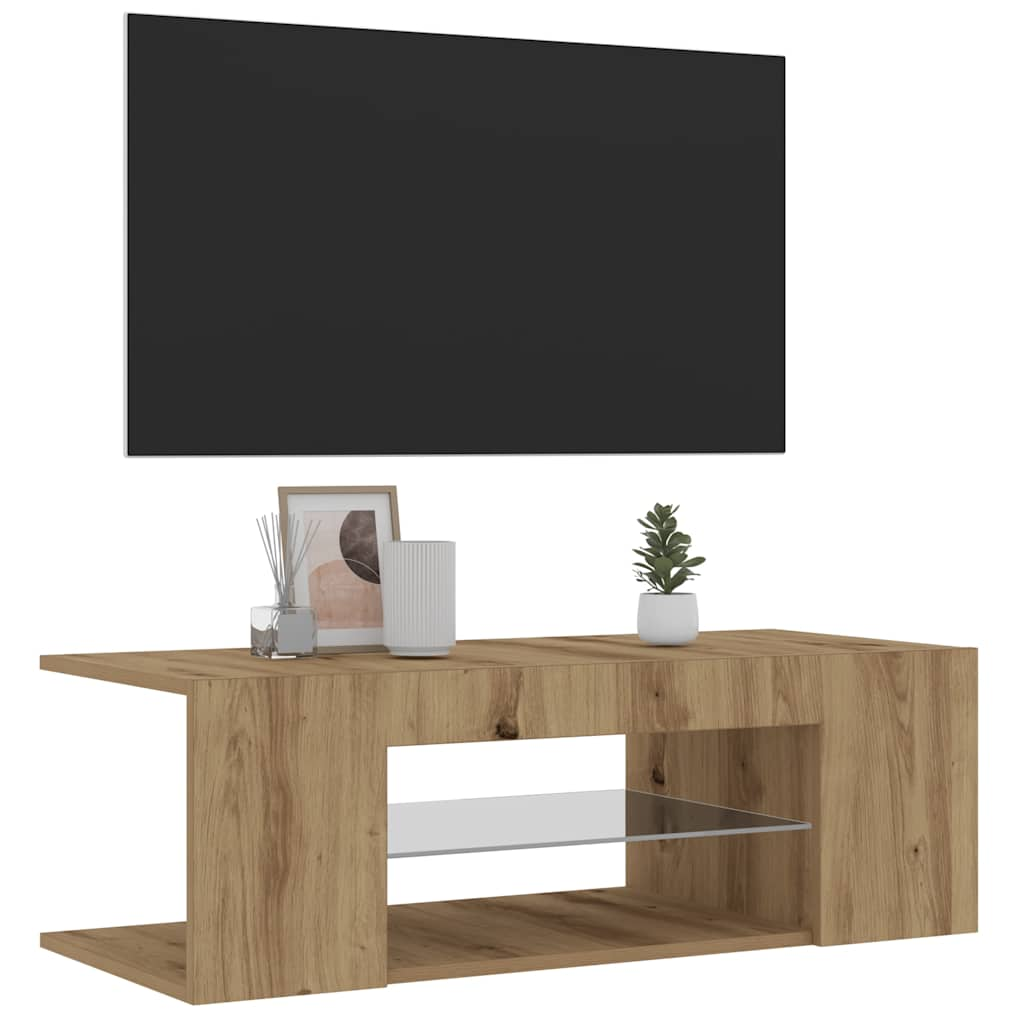 vidaXL Mueble de TV luces LED madera roble artisan 90x39x30 cm