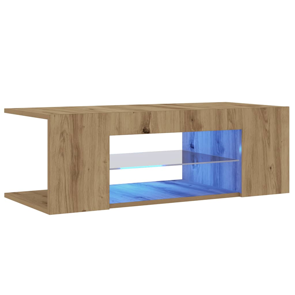 vidaXL Mueble de TV luces LED madera roble artisan 90x39x30 cm