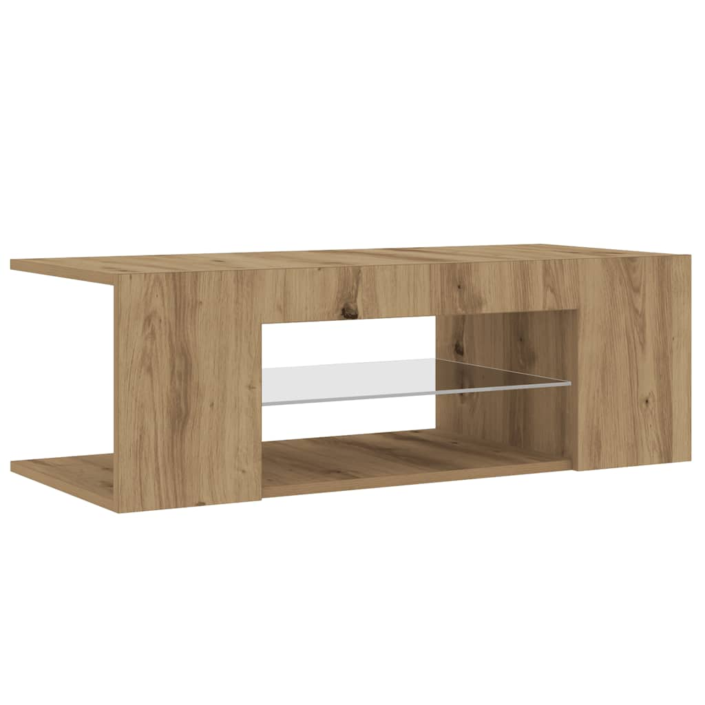 vidaXL Mueble de TV luces LED madera roble artisan 90x39x30 cm