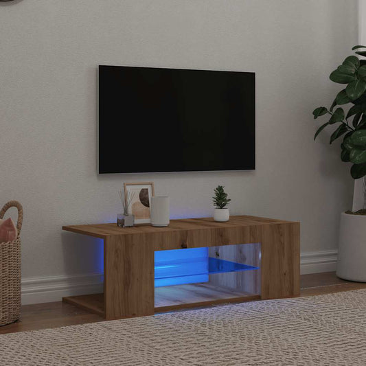 vidaXL Mueble de TV luces LED madera roble artisan 90x39x30 cm