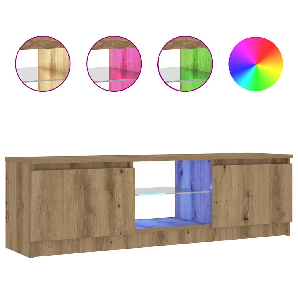 vidaXL Mueble de TV luces LED madera roble artisan 120x30x36 cm