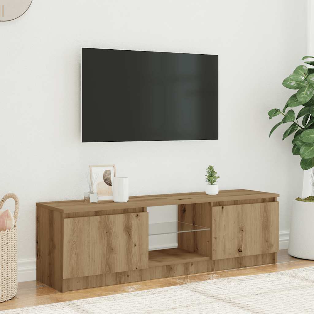 vidaXL Mueble de TV luces LED madera roble artisan 120x30x36 cm