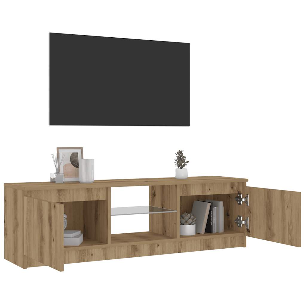 vidaXL Mueble de TV luces LED madera roble artisan 120x30x36 cm